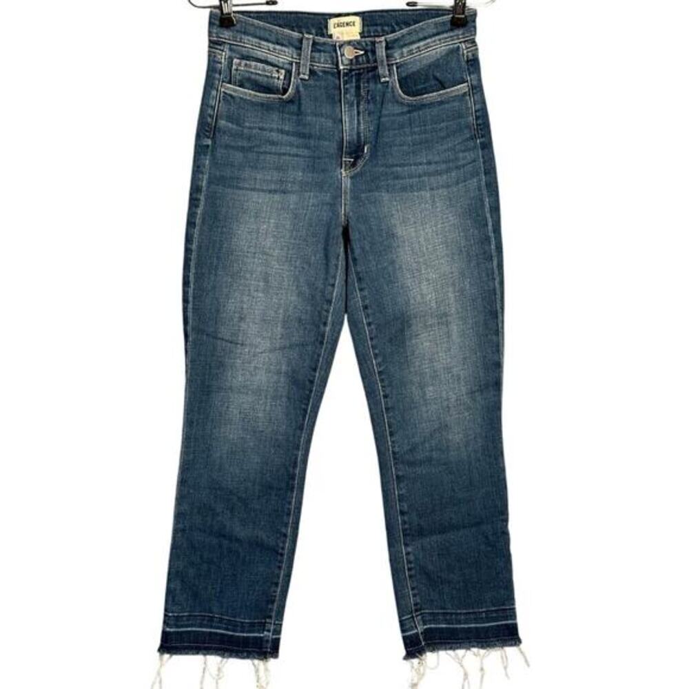 L'Agence Sz 26 Harris High Rise Crop Talledega Released Raw Hem Fringes Stretch